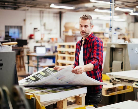 Printing professional analyzing a print run