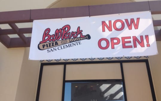 Now Open Banner for ballpark pizza