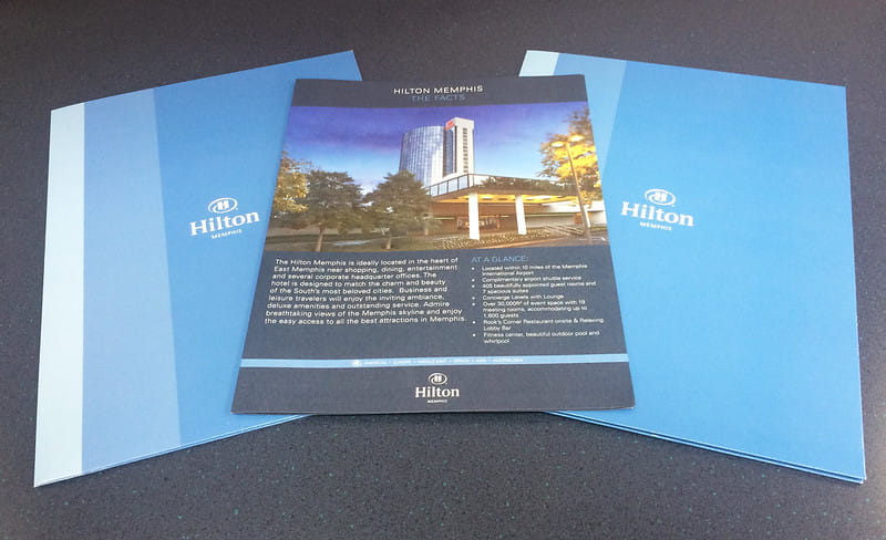 Presentation folder for the Hilton hotels