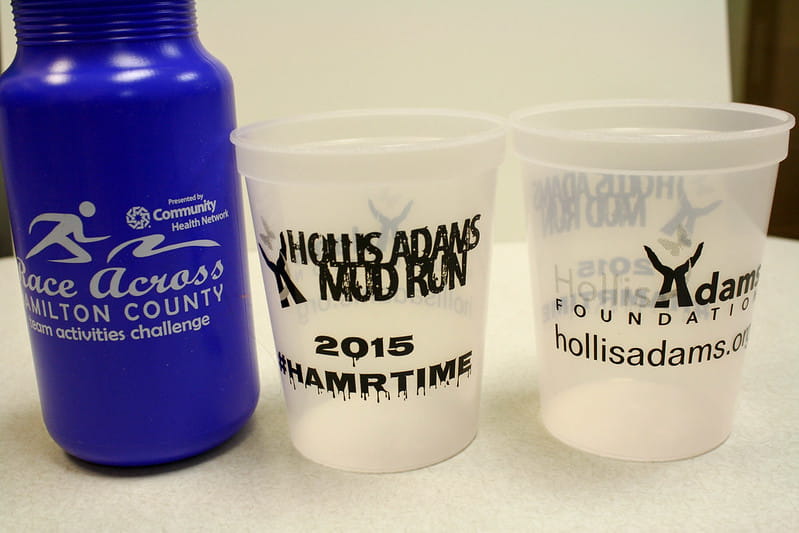 Promotional Label on water cups for a fun run