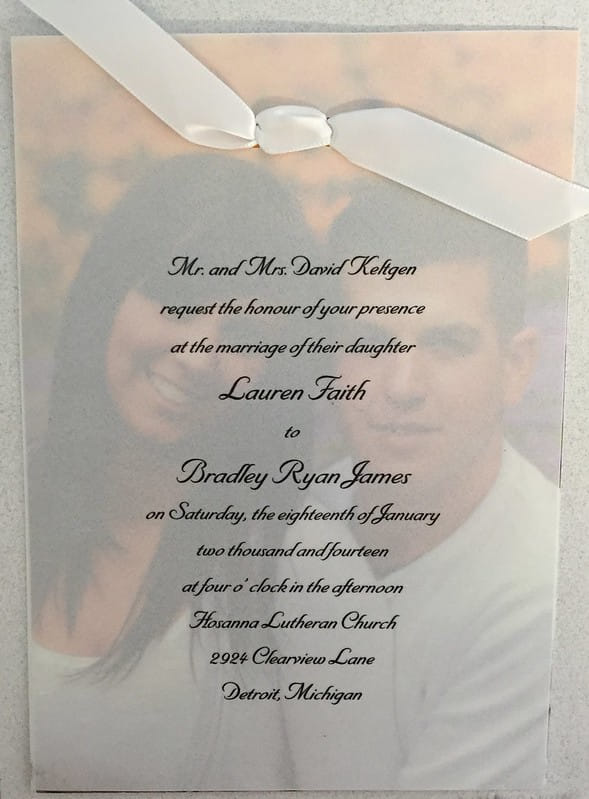 Customized wedding invitation