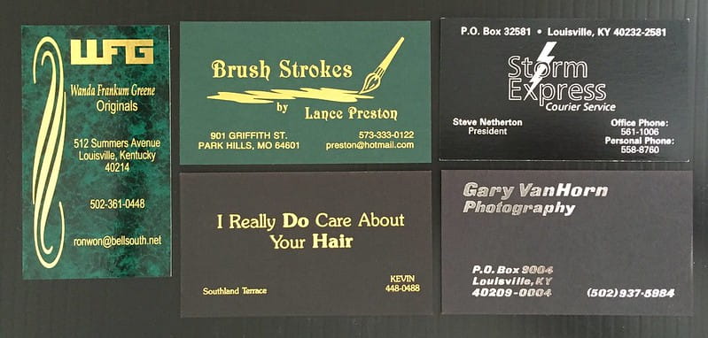 A variety of business cards
