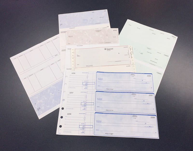 A variety of Business forms and checks