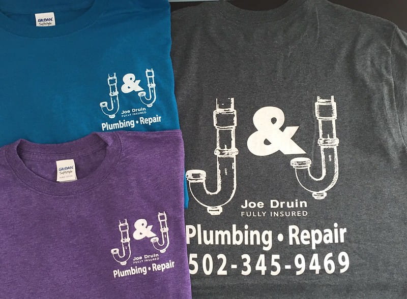 Custom screen printed shirts for a plumbing company