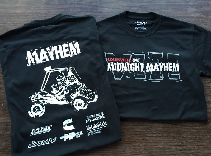 Screen Printing tshirts of an off road event